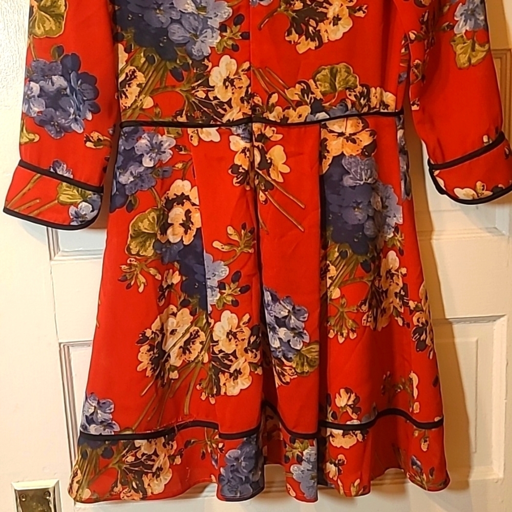 RE:Named Scarlet Red Floral Mod Boho Mini Dress Women’s Small - Picture 9 of 15
